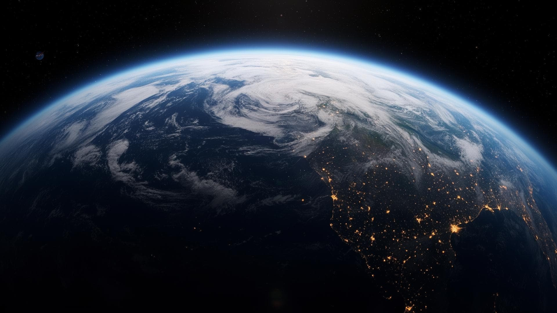 An image of the Earth with light pollution visible